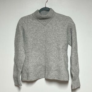 Everlane wool Yak Heathered Grey Cropped Mock Neck Sweater Sz S